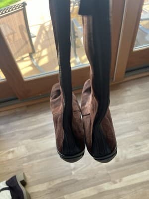Nine West Hamza Tall Riding Boots Womens Sz 7.5 Brown Leather Knee High Back Zip - Thumbnail 4