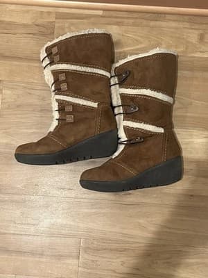 Bearpaw Brown Wedge Mid-Calf Fashion Boot Sizes 9 Sheep Skin Lining - Thumbnail 4