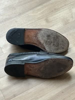 Allen Edmonds Maxfield Black Leather Tassel Comfort Loafer Shoes Men Sz 7.5 E - Thumbnail 4