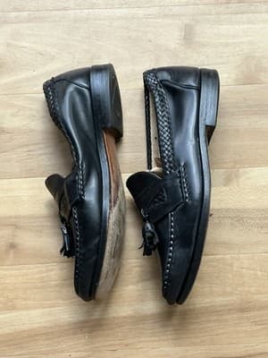 Allen Edmonds Maxfield Black Leather Tassel Comfort Loafer Shoes Men Sz 7.5 E - Thumbnail 3