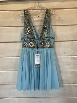 SHERRI Hill Mini dress size 8 new Beaded Light Blue NWT - Thumbnail 4