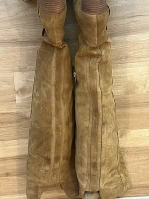 Marc Fisher Taupe Suede Western Style Riding Boots Size 8.5 - Thumbnail 5