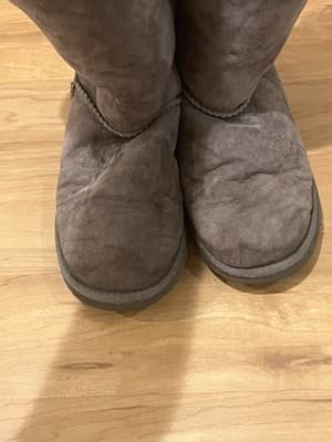 UGG Bailey Bow Tall II Boots Grey Sheepskin Suede Triple Satin Bows Grey Size 4 - Thumbnail 6