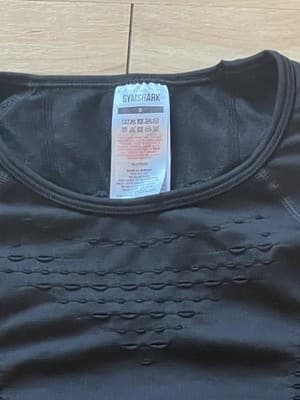 Gymshark Womens Crop Top. Mesh Laser Cut Out Long Sleeve Color Black Sz Small - Thumbnail 6