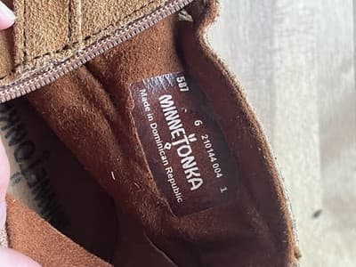Minnetonka Rancho Brown Suede Fringe Ankle Boots Womens Size 6 Western Boho Zip - Thumbnail 5