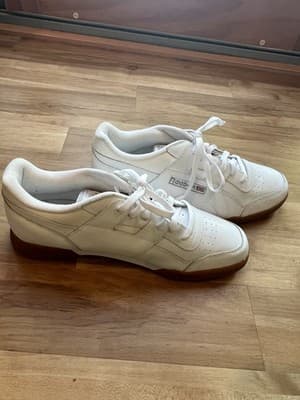 Mens Reebok Classic Workout Plus Shoes Sneakers White Grey CN2126 Training M13 - Thumbnail 4