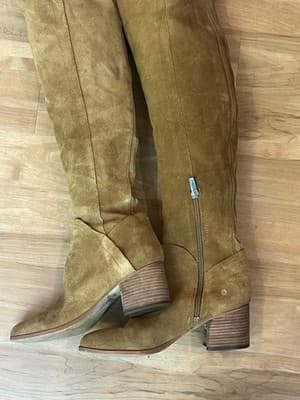 Marc Fisher Taupe Suede Western Style Riding Boots Size 8.5 - Thumbnail 9