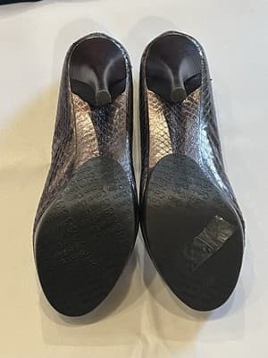 Calvin Klein Lux Snake Peep Toe Pump Stiletto Patent Bronze 6.5M - Thumbnail 4