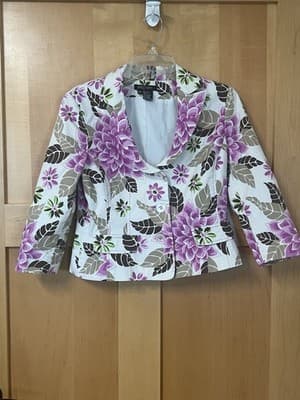 ETCETERA WOMENS SPRING FLORAL FITTED JACKET BLAZER SIZE 10