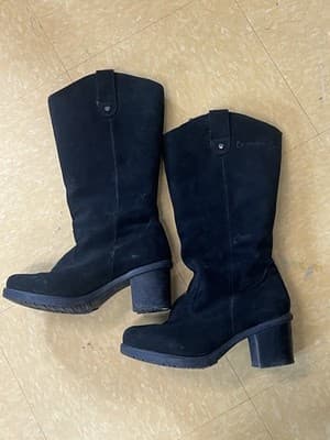 Bearpaw Addison Winter Knee High Boots High Heel Sz 8 US/38.5 EU Black Suede - Thumbnail 2