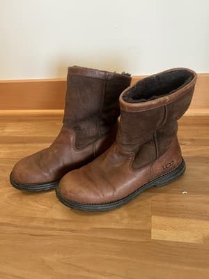 UGG Brooks 5381 Brown Leather Shearling Lined Women Boot SZ# 9 - Thumbnail 2