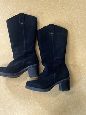 Bearpaw Addison Winter Knee High Boots High Heel Sz 8 US/38.5 EU Black Suede
