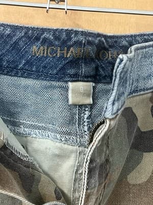 NW RETRO TRENDY MICHAEL KORS DISTRESSED CAMO Denim Skirt SIZE US 8 - Thumbnail 4