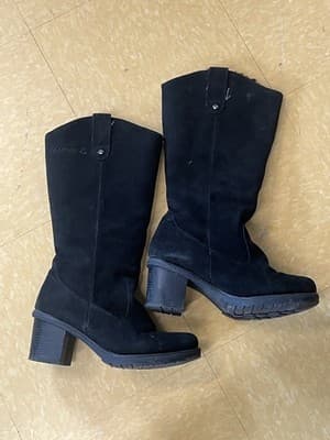 Bearpaw Addison Winter Knee High Boots High Heel Sz 8 US/38.5 EU Black Suede - Thumbnail 3