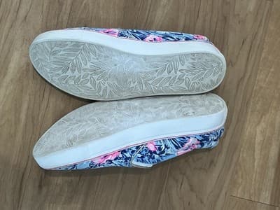 Lilly Pulitzer Womens 10 Floral Tropical Slip On Sneakers Blue Pink Gold 001293 - Thumbnail 5