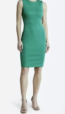 CALVIN KLEIN SCUBA SLEEVELESS SHEATH DRESS, LIGHT MEADOW, SIZE 8