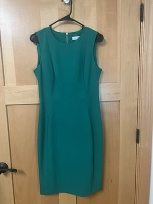 CALVIN KLEIN SCUBA SLEEVELESS SHEATH DRESS, LIGHT MEADOW, SIZE 8 - Thumbnail 3