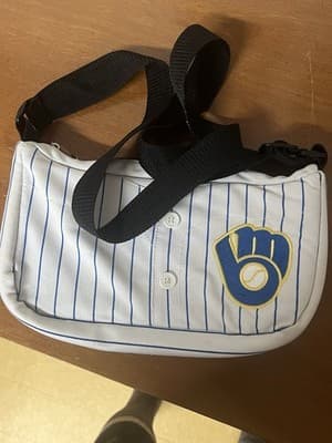 Little Earth Pro-Fan-Ity MLB Milwaukee Brewers White Uniform Shoulder Bag Purse - Thumbnail 2
