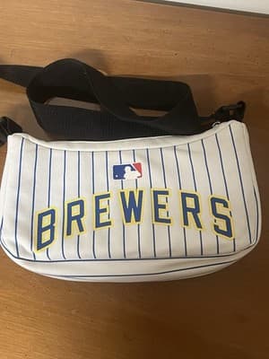 Little Earth Pro-Fan-Ity MLB Milwaukee Brewers White Uniform Shoulder Bag Purse