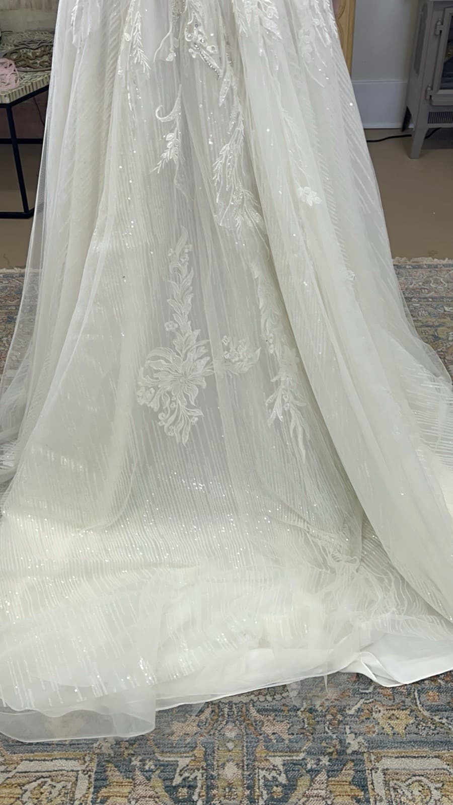 Davids Bridal Wedding Dress NWT Size 6 Unaltered. Lace, Beads, Glitter Skirt - Thumbnail 5