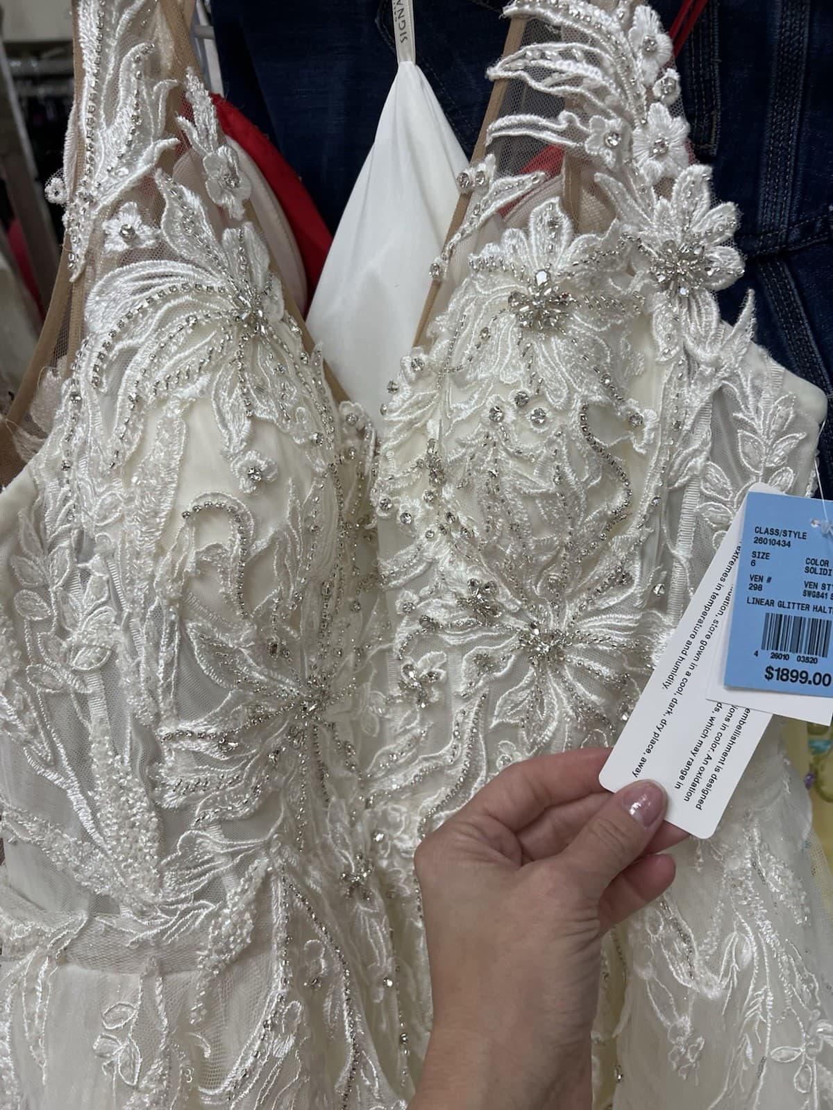 Davids Bridal Wedding Dress NWT Size 6 Unaltered. Lace, Beads, Glitter Skirt - Thumbnail 4