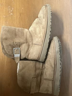 UGG Australia Womens Boots Size 11 Remora Buckle Chestnut Suede Sheepskin Boot - Thumbnail 3