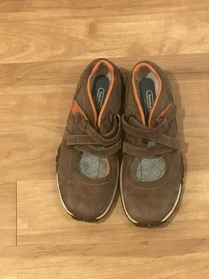 Womens Timberland Brown Leather Comfort Flats Mary Jane Shoes Size 7.5M GUC