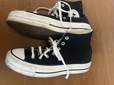 Converse Chuck Taylor All Star Platform Black Leather Sz 10.5 Women's ~READ - Thumbnail 3