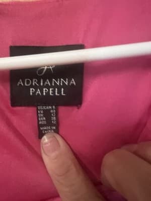 Adrianna Papell Dress Womens Sz 8 Pink 3/4 Sleeve Party Cocktail Geometric - Thumbnail 4