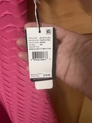 Adrianna Papell Dress Womens Sz 8 Pink 3/4 Sleeve Party Cocktail Geometric - Thumbnail 2