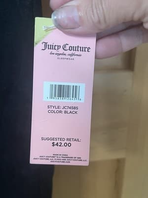 Juicy Couture Stretch Velour Crop Top Size S Black Big Rhinestone Logo Y2K Style - Thumbnail 3