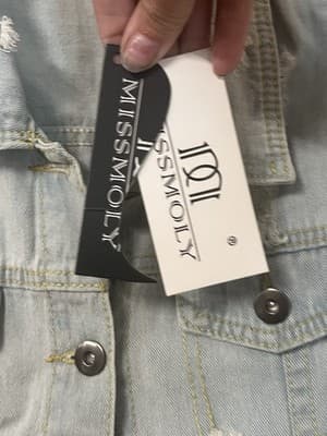 MISS MOLY Women's Denim Vest Sleeveless Distressed Classic Buttoned Size Small - Thumbnail 2