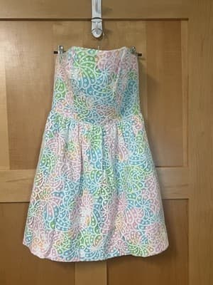 NEW $248 LILLY PULITZER SZ 0 LOTTIE STRAPLESS SALISBURY LACE WOMENS DRESS