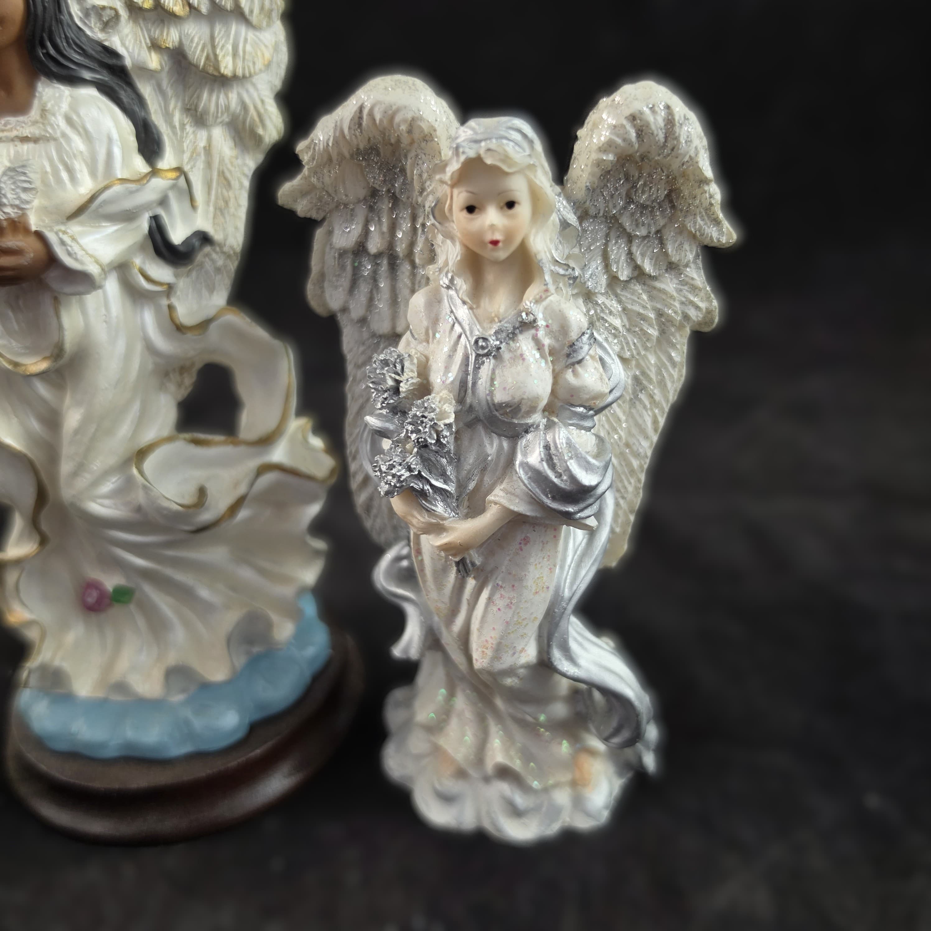 Set of 3 Angel Figurines with Floral Accents - Thumbnail 6
