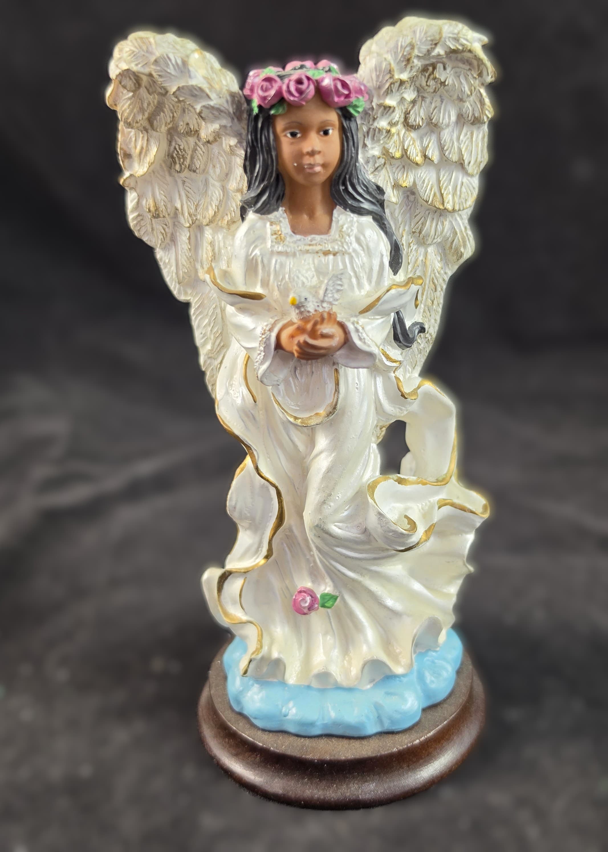 Set of 3 Angel Figurines with Floral Accents - Thumbnail 8