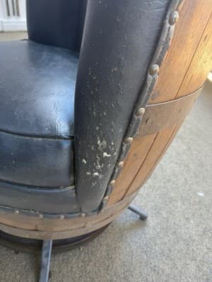 Rare Vintage Whiskey Barrel Swivel Chair Wood Metal Band Black Bar Lounge - Thumbnail 7