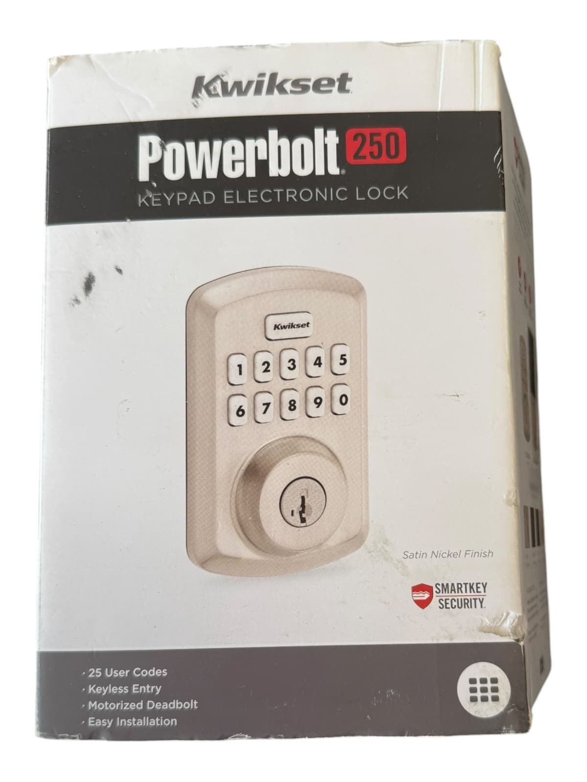 Kwikset Powerbolt 250 Keypad Electronic Deadbolt Lock Satin Nickel Open Box NEW