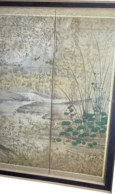 Vintage Japanese Kachō-ga Birds Flowers Byobu Panel Fleck Bros NYC Framed - Thumbnail 5