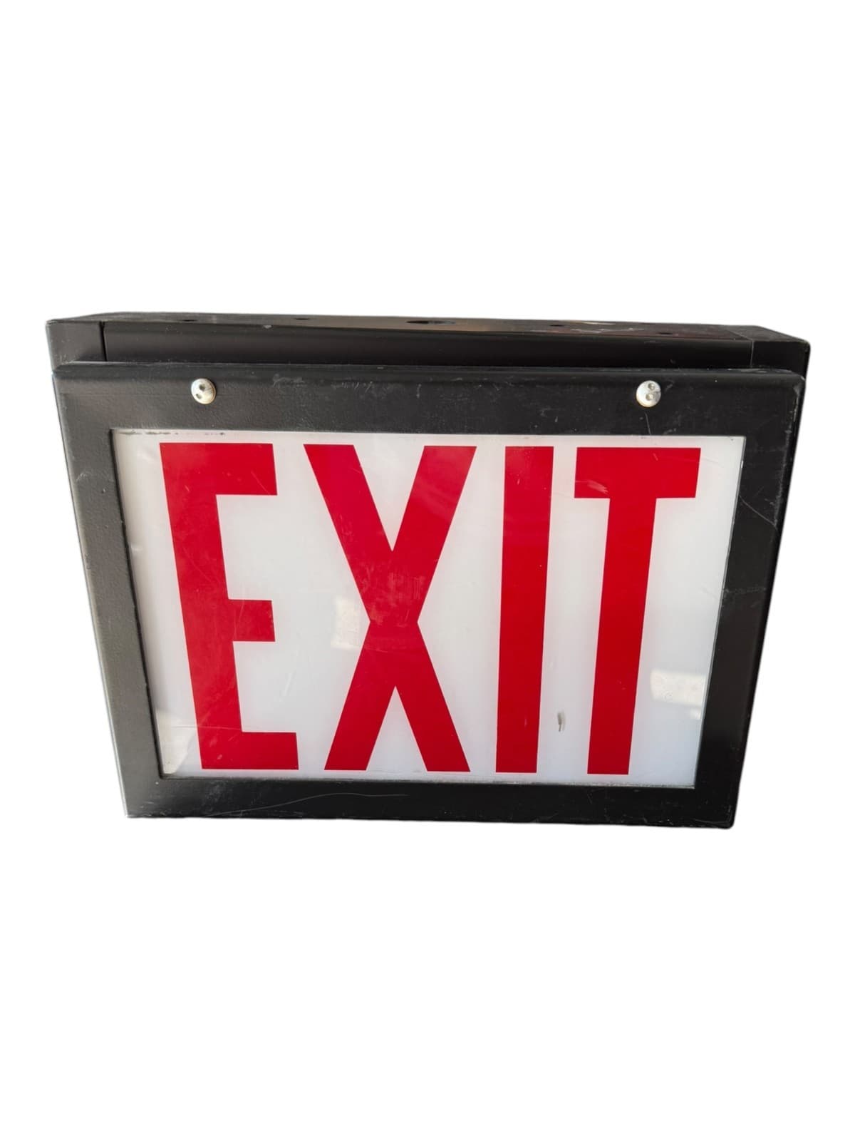 Vintage Lighted EXIT Sign Box Industrial Emergency Fixture Cast Metal