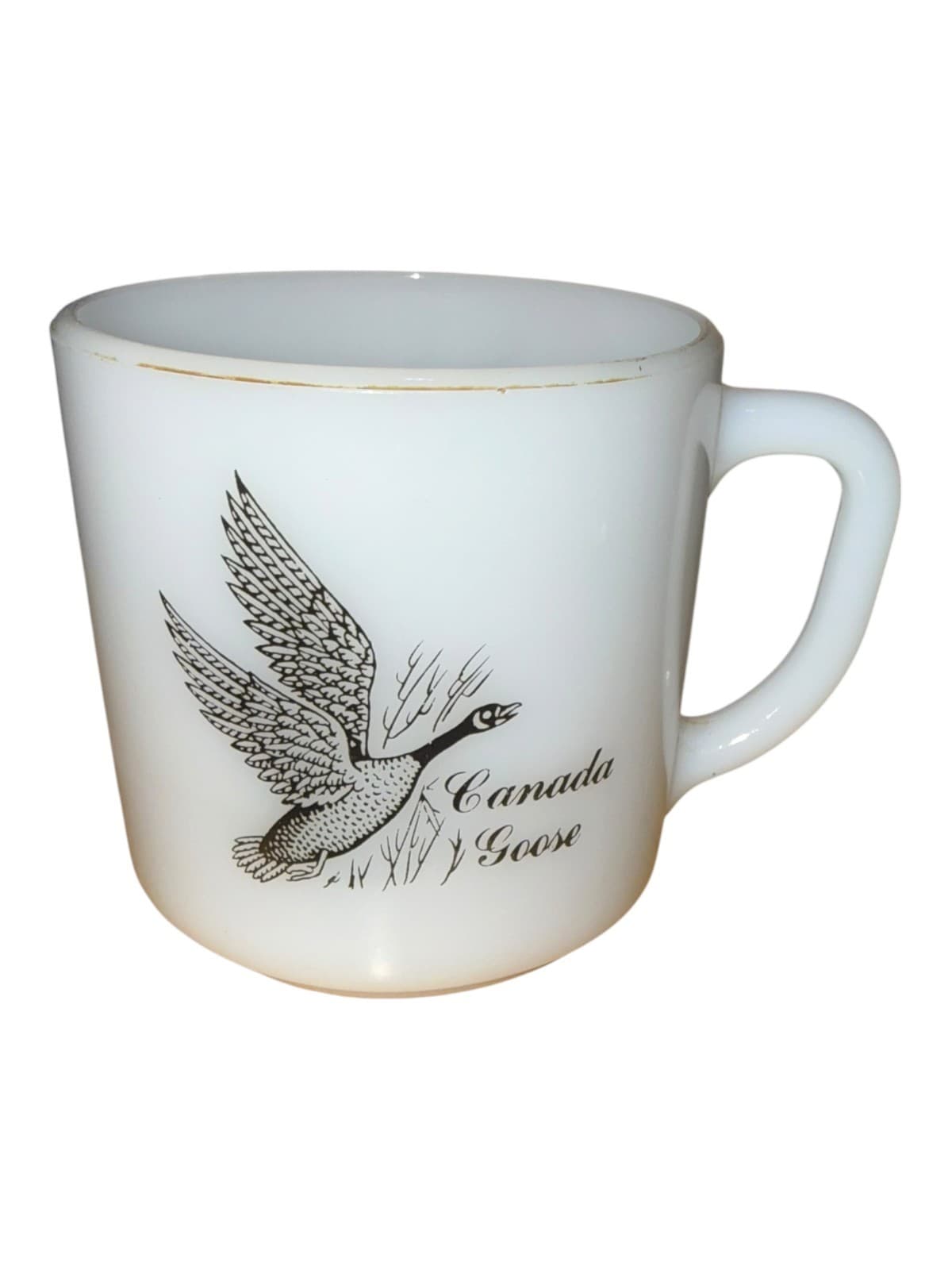 Vintage Federal Glass Canada Goose Duck Milk Glass Coffee Mug
