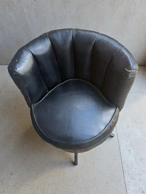 Rare Vintage Whiskey Barrel Swivel Chair Wood Metal Band Black Bar Lounge - Thumbnail 10