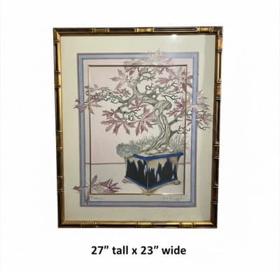 Graham Illingworth Japanese Maple Bonsai Framed Print Bamboo Gold Frame