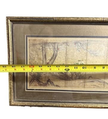 Vintage Japanese Kachō-ga Birds Flowers Byobu Panel Fleck Bros NYC Framed - Thumbnail 7