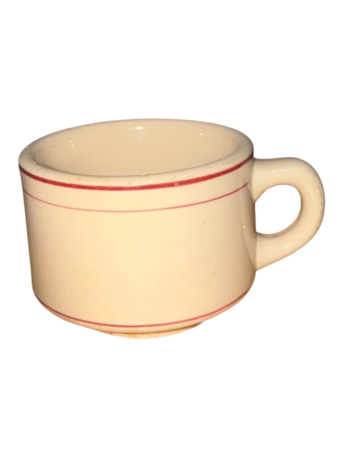 Vintage Sterling Vitrified Desert Tan Red Stripes Coffee Mug Cup