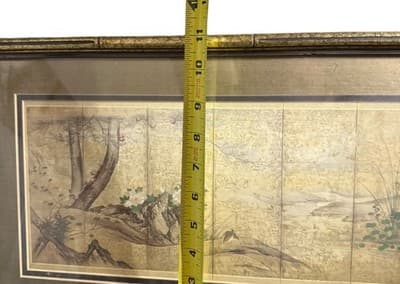 Vintage Japanese Kachō-ga Birds Flowers Byobu Panel Fleck Bros NYC Framed - Thumbnail 8