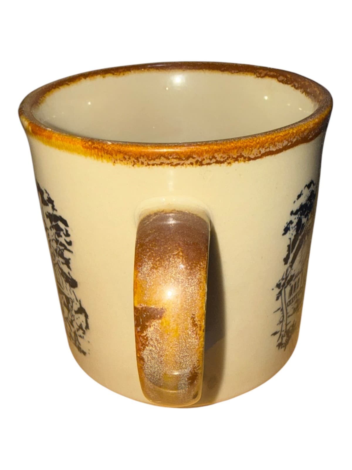Currier & Ives Autumn Cider Making Coffee Mug Cup Beige Vintage - Thumbnail 3