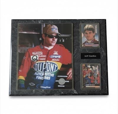 Jeff Gordon NASCAR Plaque Racing Reflections Photo & 2 Traks Trading Cards - Thumbnail 8