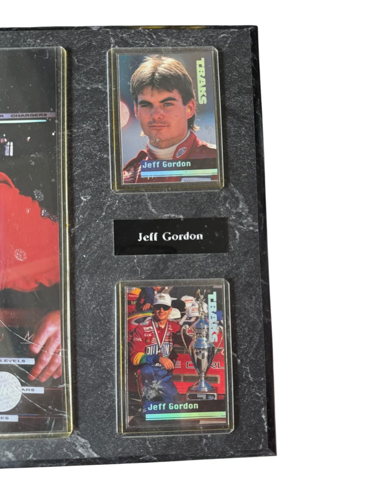 Jeff Gordon NASCAR Plaque Racing Reflections Photo & 2 Traks Trading Cards - Thumbnail 3