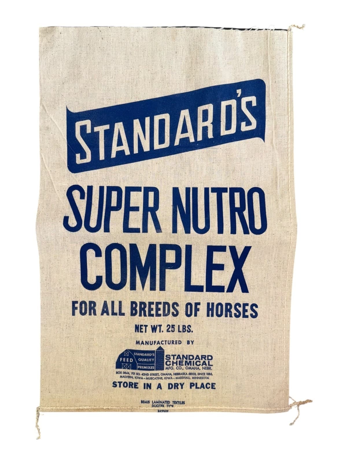 Vintage Standard’s Super Nutro Complex Horse Feed Bag Cloth Burlap 25lb