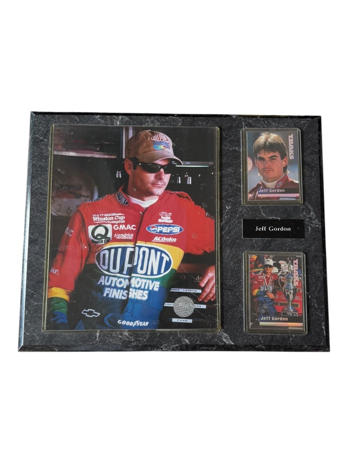Jeff Gordon NASCAR Plaque Racing Reflections Photo & 2 Traks Trading Cards - Thumbnail 2